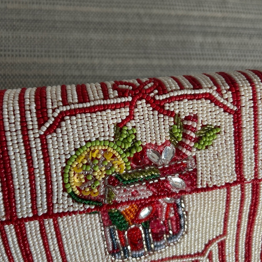 Anthropologie Red and White Beaded Shoulder Bag - Picture 5 of 5